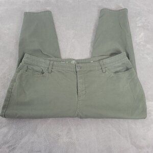 St Johns Bay Womens Jeans 24W Plus Cropped Skinny Leg Green Denim Zip Fly SKI18E